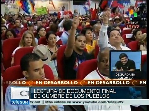 Cumbre de los Pueblos se pronuncia por la paz en Latinoamérica