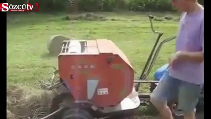 Dağınık otları rulo yapan makina