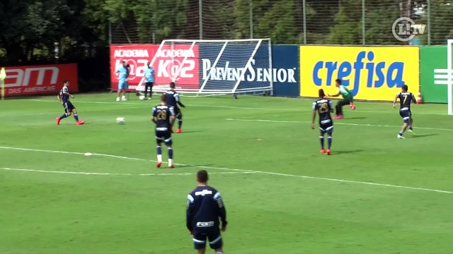Jogadores mostram entrosamento em treino do Verdão