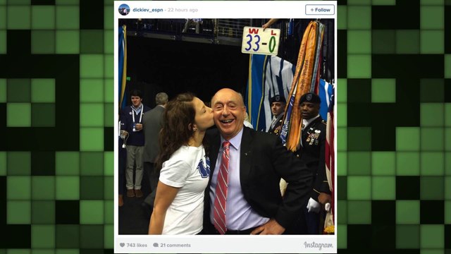 Dick Vitale Kisses Ashley Judd on the Lips Before SEC Championship Game