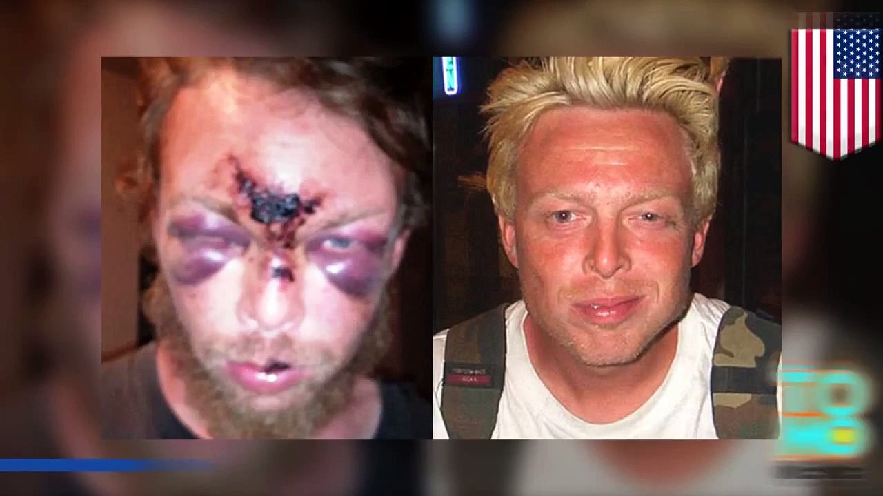 شرطي يضرب رجل ثمل بشكل مفرط