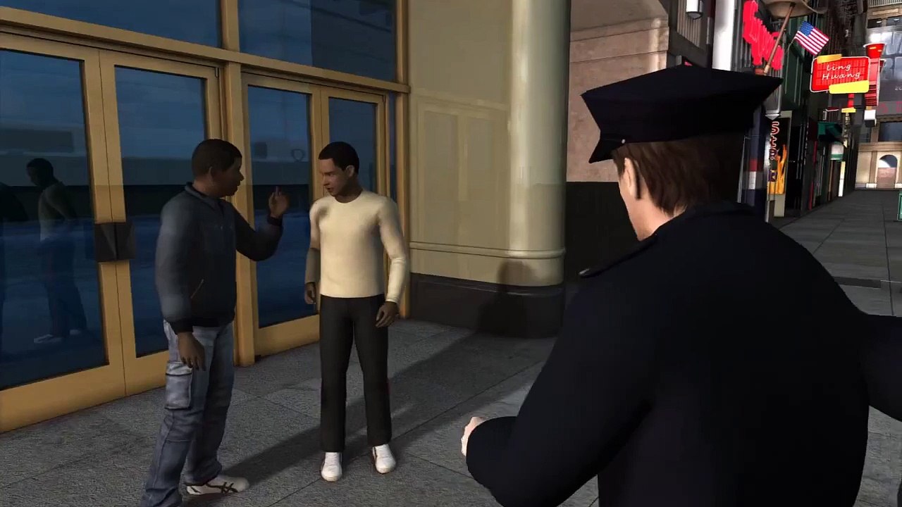 شرطي مازال على رأس عمله بعد دفع رجل مشلول عن كرسيه المدولب