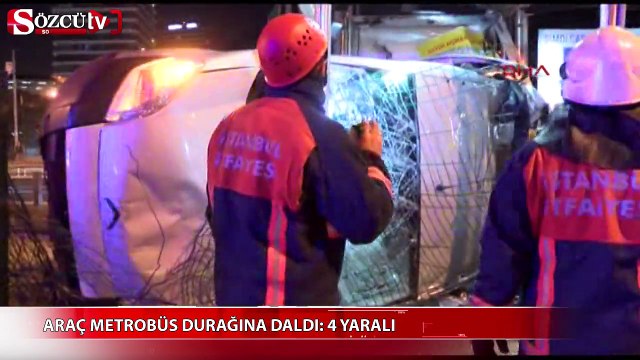 Araç metrobüs durağına uçtu!