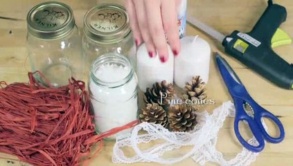 Snowy Pine Cone Candle Jars