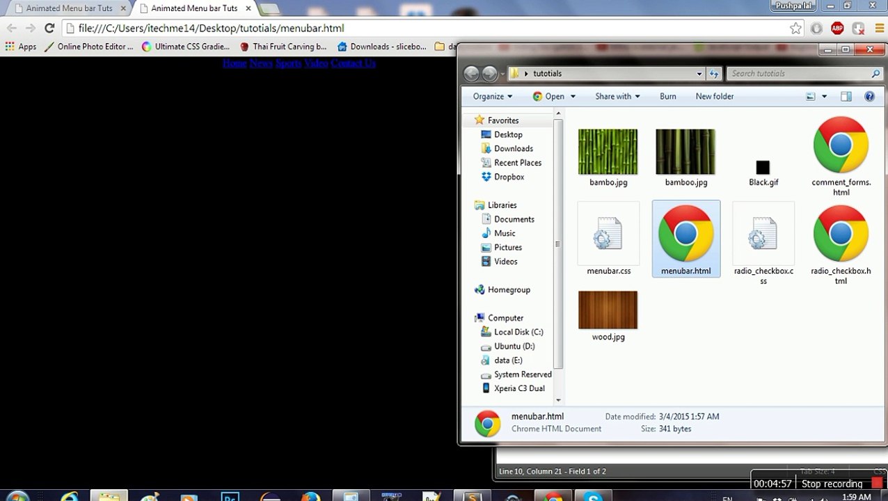 Simple Animated navigation menu bar with background in html5 and Css3 latest version
