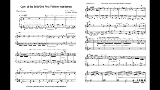 Carol of the Bells / God Rest Ye Merry Gentlemen (Easy Piano)