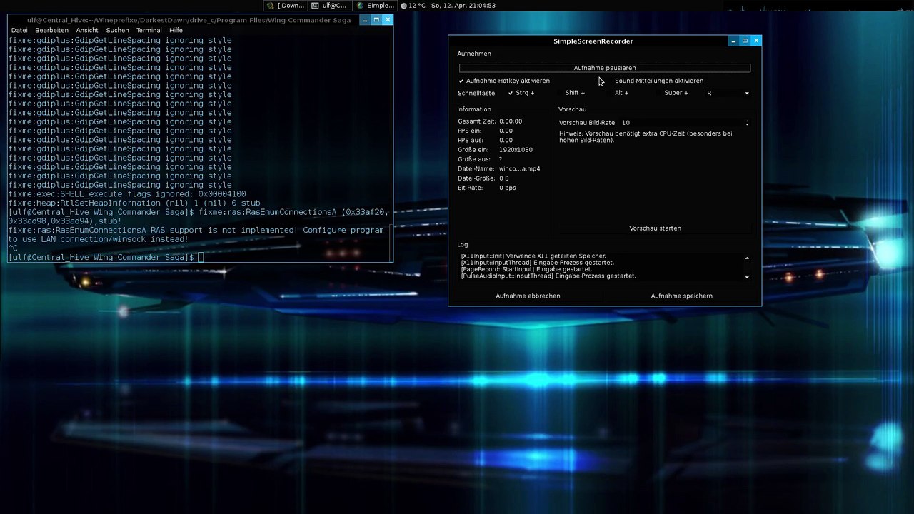 Arch Linux : Wing Commander Saga [mesa 10.5.2 + wine-silverlight (AUR) 1.7.40]