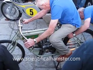 Classic Verdel 5 cylinder radial engine motorbike being run.