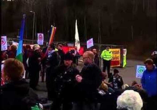 Anti-Nuclear Demonstrators Block Entrance to Scottish Naval Base