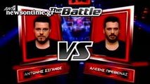 newsontime.gr - The Voice 2 Battles! ΑΛΕΞΗΣ ΠΡΕΒΕΝΑΣ VS ΑΝΤΩΝΗΣ ΣΙΓΑΝΟΣ