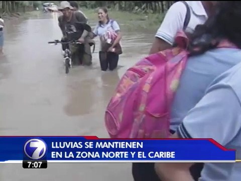 Lluvias continúan este domingo y principio de semana en Zona norte y Caribe