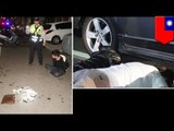 Video muestra a policías con pésima puntería intentando detener a un auto que trata de escapar