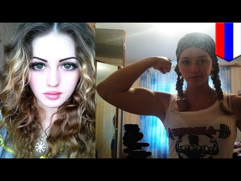 Joven levantadora de pesas en Rusia tiene una cara angelical y unos brazos enormes