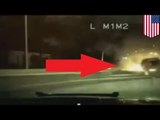Conductor ebrio intenta evadir la policía, se estrella y muere cuando su auto se incendia