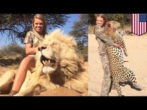 Joven obsesionada con la cacería en África posa frente a animales muertos en peligro de extinción