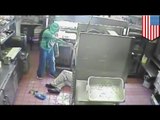Video de seguridad de violento robo a mano armada en restaurante de comida rápida