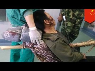 Chino es atravesado por una viga y sobrevive