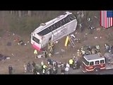 Strange bus crash: bus drives erratically, rolls over, crashes, injuring Indiana Tech bowling team