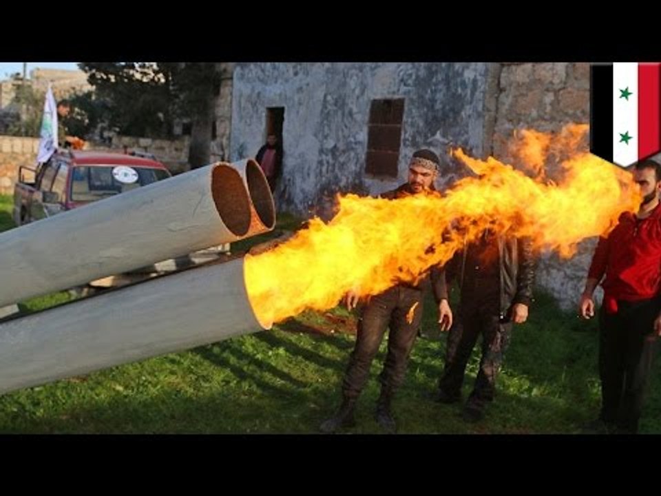 Syrian rebels make giant cannons to fire gas canisters at Bashar al-Assad