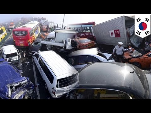 Winter car crash: 100 cars crash into each other on icy bridge near Seoul’s International Airport