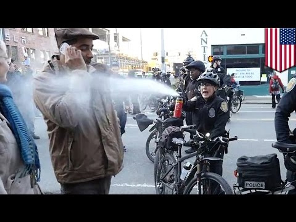 MLK Day pepper spray attack: Police mace Jesse Hagopian in Seattle Black Lives Matter march