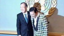 Psy and UN chief Ban Ki-moon do Gangnam Style dance at UN