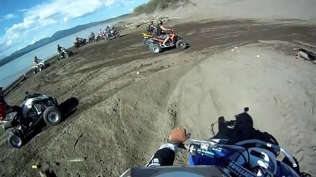 KFX 450 VS KTM 525 VS Raptor 700 vs LTR 450 Drag race brule 2011