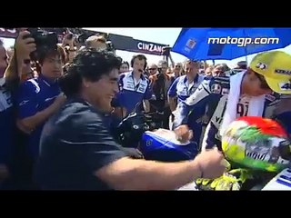 Diego Maradona and Valentino Rossi at the San Marino GP