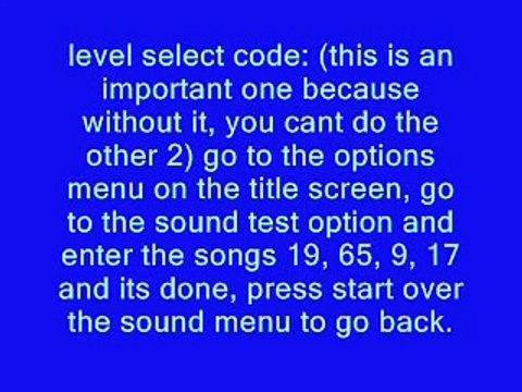 Sonic 2:Debug, level select and super sonic codes