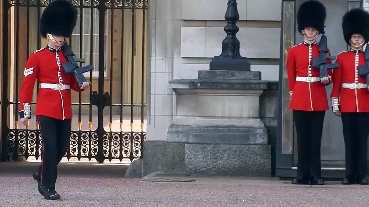 Buckingham Palace guard slips and falls in front of hundreds of tourists