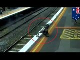 Subway near miss: Baby stroller rolls off platform onto train tracks in Melbourne