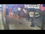 Psychopath caught on CCTV: Woman randomly stabs pedestrians on sidewalk