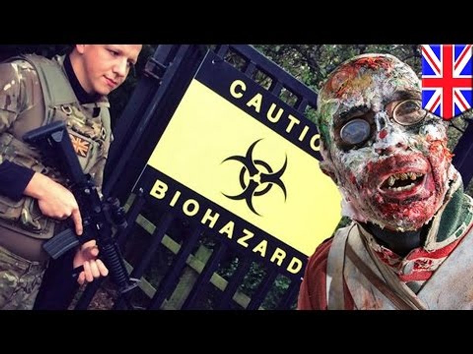 Zombie apocalypse complete with real live police officers and helicopter