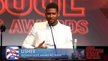 Usher accepts the Golden Note Award at the ASCAP Rhythm & Soul Awards