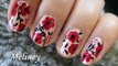 WATERCOLOR FLOWER NAIL ART DESIGN | FALL CUTE NAIL TUTORIAL FREEHAND HOW TO ROMANTIC RED NEWSPAPER