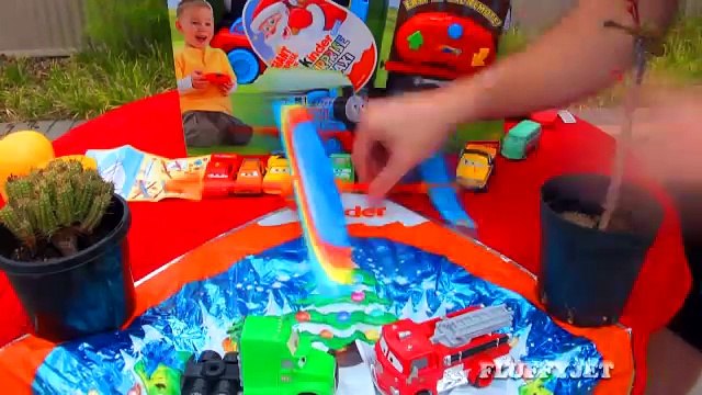 2 Kinder Surprise Maxi Eggs Unboxing Christmas Toys Kinder Santa Disney Pixar Cars McQueen McMissile