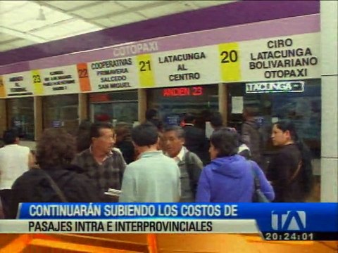 Continuará el alza de pasajes intra e interprovinciales