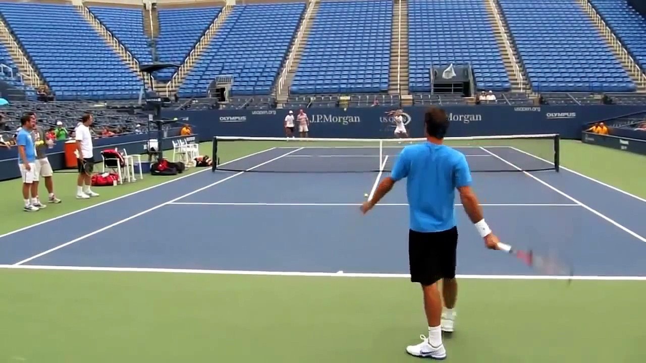 Federer forehand   backhand   voley slow motion 2015