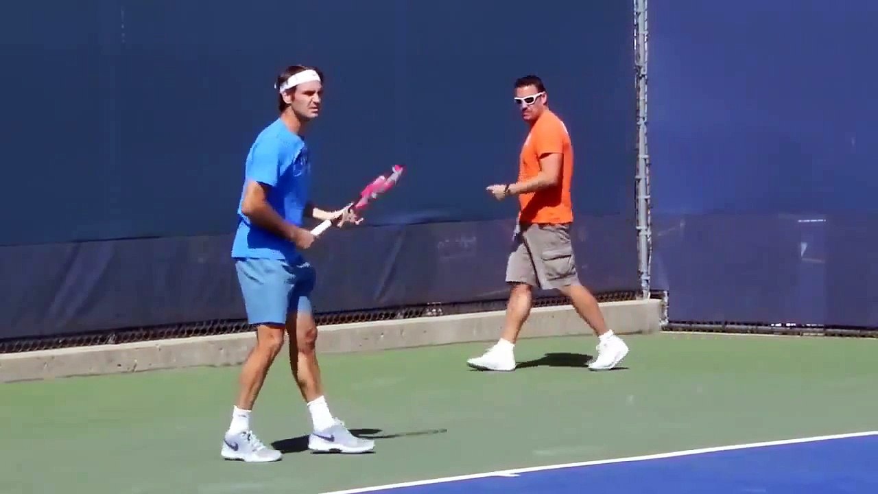 Roger Federer Slow Motion Forehand   Backhand   Volley   Slide