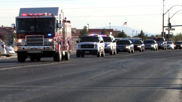 200 Police Cars In Las Vegas Driving Code 3 In Funeral Procession