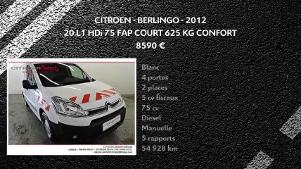 Annonce Occasion CITROëN Berlingo II 20 L1 HDi 75 FAP COURT 625 KG CONFORT 2012