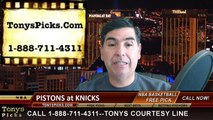 New York Knicks vs. Detroit Pistons Free Pick Prediction NBA Pro Basketball Odds Preview 4-15-2015