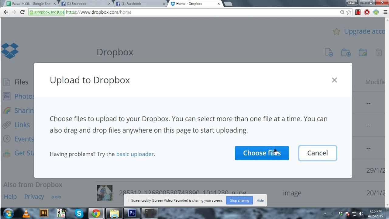 How i use Dropbox,,, Upload File and Share File