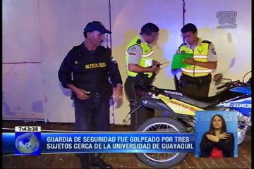 Guardia golpeado por 3 sujetos cerca de la Universidad de Guayaquil