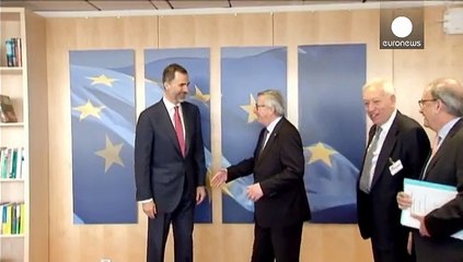 King Felipe VI of Spain receives box set of 'Game of Thrones' on a visit to Brussels