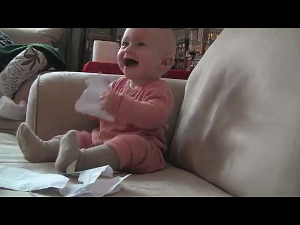 Baby Laughing Hysterically at Ripping Paper (Original)