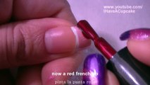 Strawberry French Tip Fruit Nail Art Tutorial / Arte para las uñas de fresa estilo punta frances