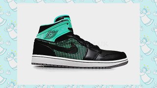 Nike Mens Air Jordan 1 Retro 89 Black Green Glow Cement UK 11