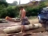 Man Funny Video of Heavy Weight Tree Lifting
