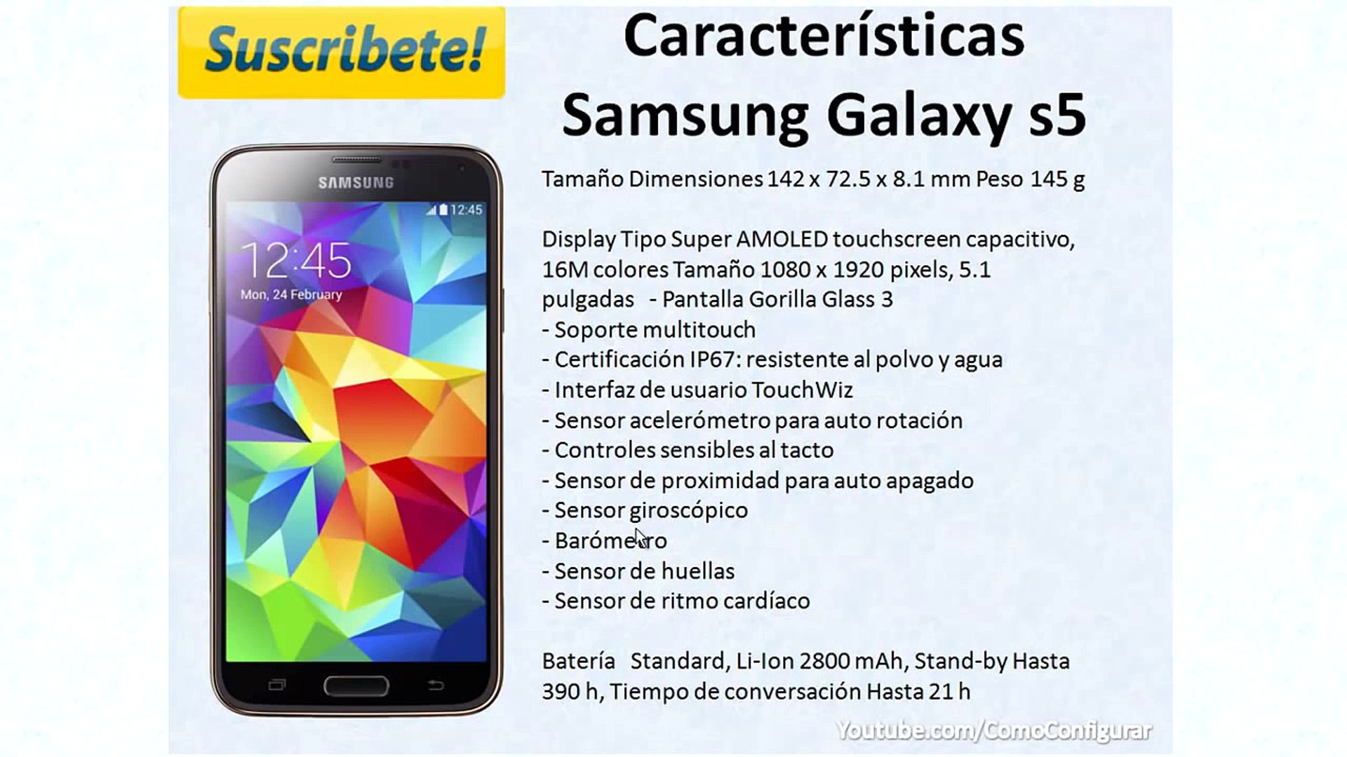 Samsung Galaxy S5 SM-G900 Caracteristicas especificaciones y precio en  español - video Dailymotion